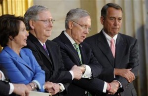 From left: Nancy Pelosi, Mitch McConnell, Harry Reid and John Boehner.  /Susan Walsh/AP