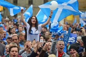Scots favoring independence rally on Sept. 17. / Getty Images