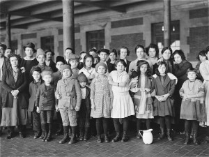 Immigrants at Ellis Island in 1908.