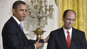 President Obama announcing Perez's nomination as labor secretary in 2013. / Mother Jones / Zhang Jun / Zuma