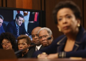 Sen. Ted Cruz, on monitor questions U.S. Attorney for the Eastern District of New York Loretta Lynch.