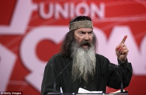 Duck Dynasty star Phil Robertson at CPAC on Feb. 27, where he was honored with the Andew Breitbart First Amendment Award.