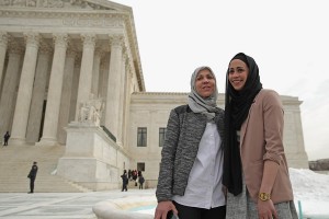 Samantha Elauf and her mother Majda Elauf of Tulsa, Oklahoma,  outside the U.S. Supreme Court.