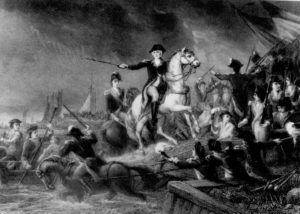 Retreat at Long Island by J.C. Armytage (1820-1897), shows Gen. George Washington leading the retreat across the East River on Aug. 29, 1776.