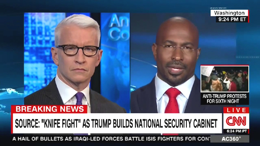 Anderson Cooper, left, and Van Jones on CNN.