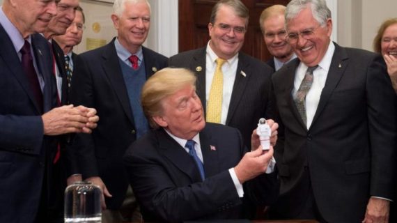 Trump wants U.S. to return to the moon, then shoot for Mars Trump wants U.S. to return to the moon, then shoot for Mars