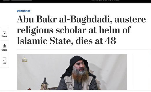 Washington Post headline on al-Baghdadi’s death a global sensation