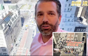 Surprise video shows huge Trump 2024 banner unfurled outside Trump Tower in NYC