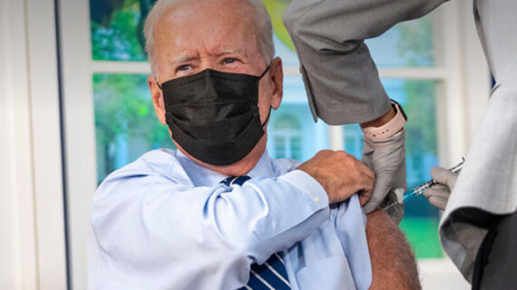 Biden takes Covid booster — on a fake White House set Biden takes Covid booster — on a fake White House set