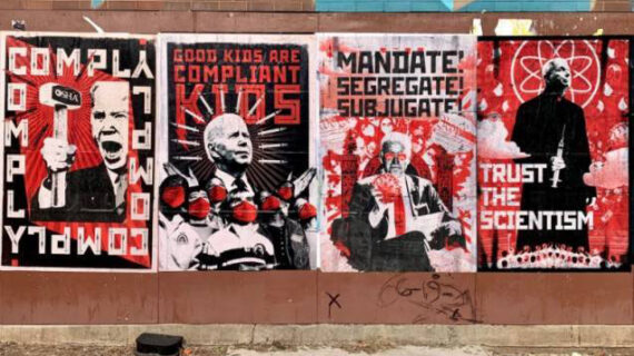 Soviet-style posters in D.C. mock Biden, Fauci