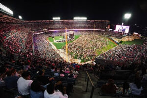 ‘As if with one voice’: 50,000 people pack Angel Stadium in Harvest Crusade
