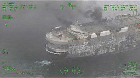 Cargo ship carrying thousands of cars catches fire, sinks in Pacific