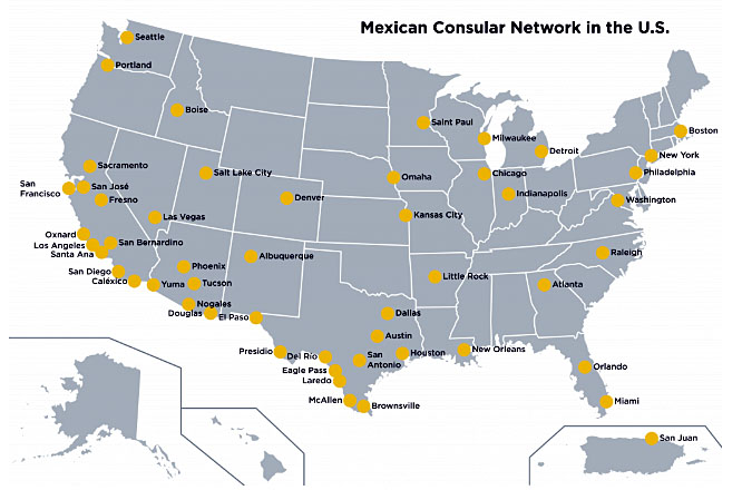 Why are there so many Mexican consulates in the USA?